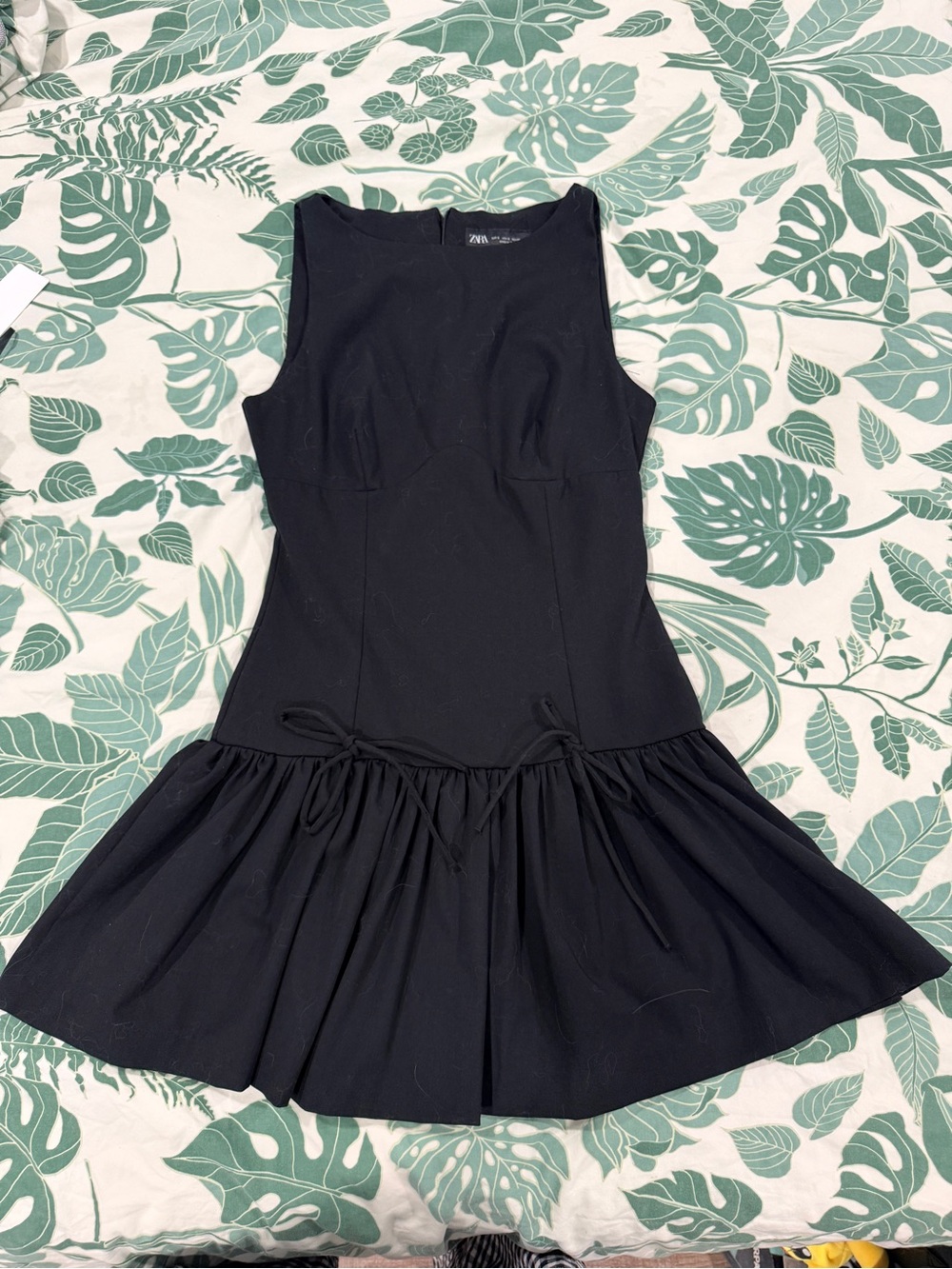 Zara Black Sleeveless Mini Dress with Flared Skirt